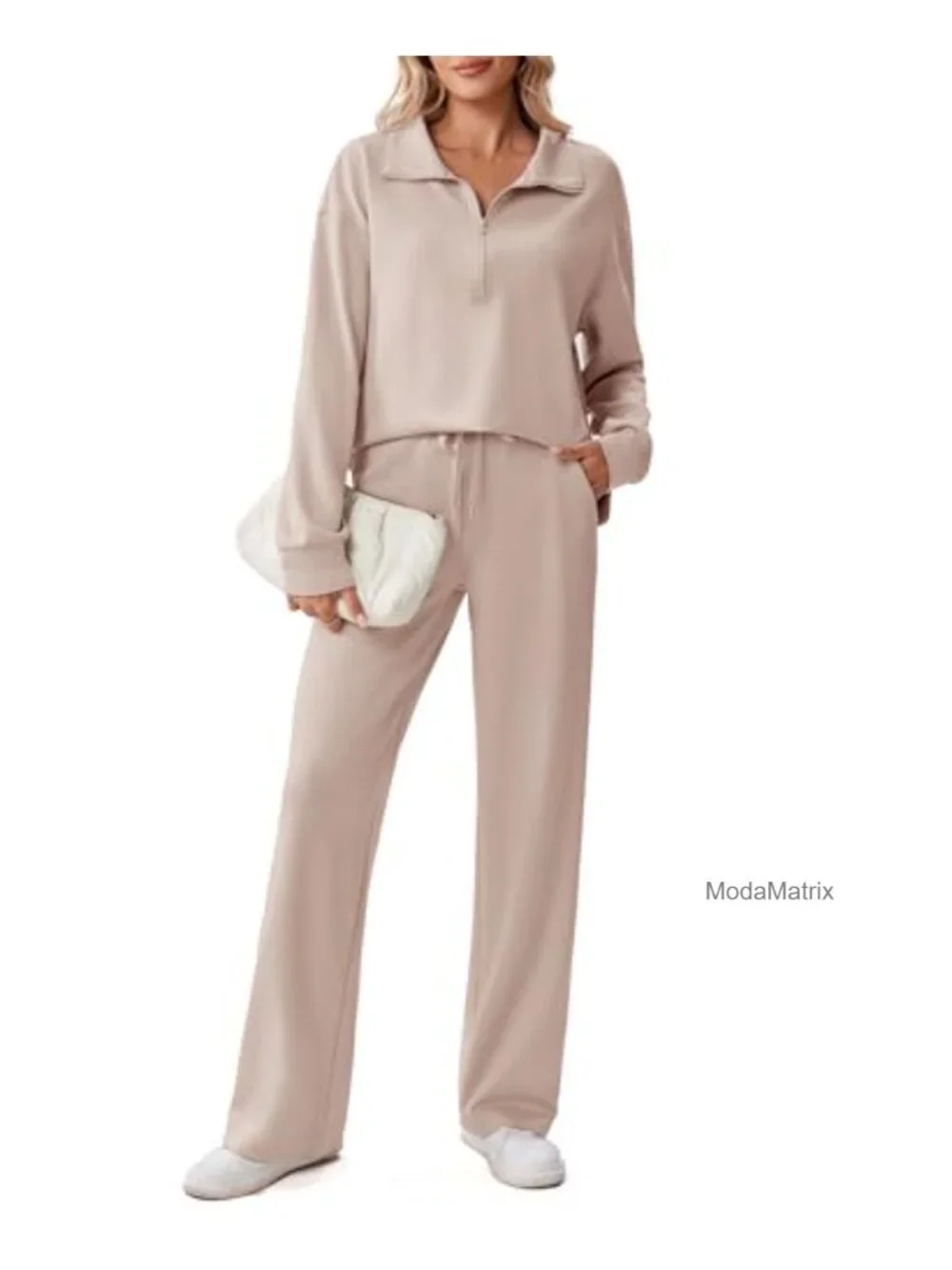 2 Piece Lounge Set Half Zip Sweatsuit Women Jogger Set